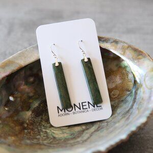 African Dark Green Jade and Sterling Silver Earrings